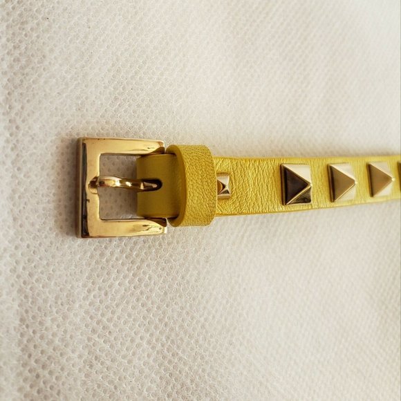 SOLD Valentino Rockstud Bracelet Yellow Leather Authentic - Picture 8 of 8
